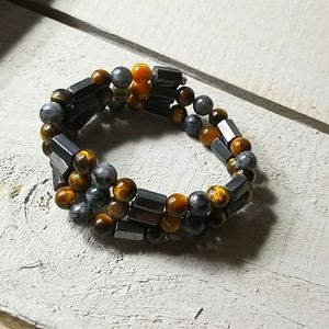 Hematite+tiger's eye with tourmaline